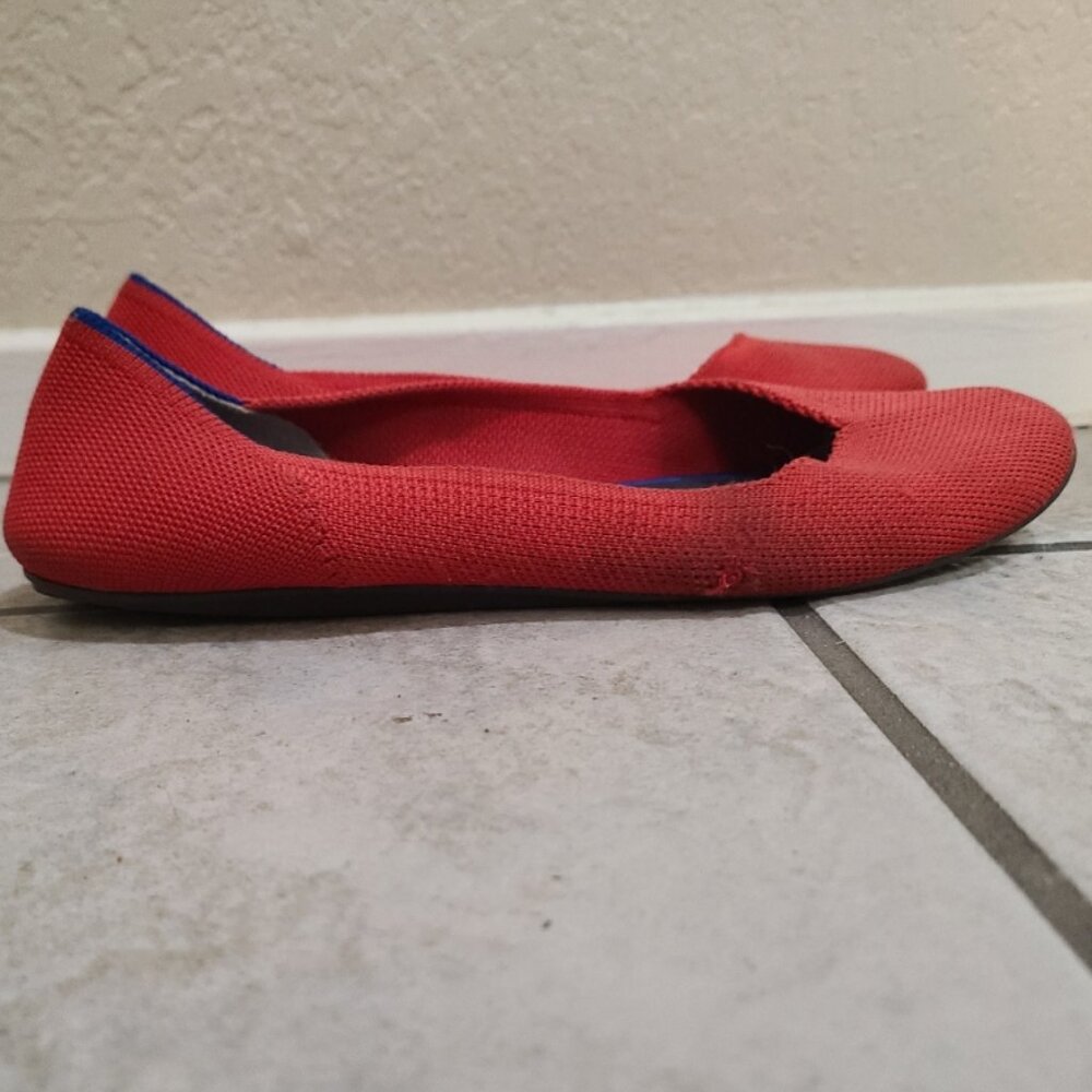 ROTHY'S THE FLAT SHOES BRIGHT RED WASHABLE RECYCLED PLASTIC BALLET SLIP ON sz 8 - Picture 4 of 8
